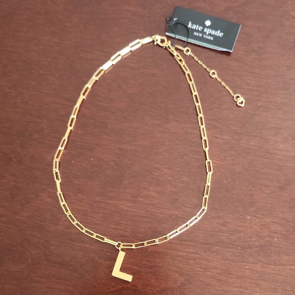 Kate Spade Gold Paperclip Necklace with Initial Pendant
